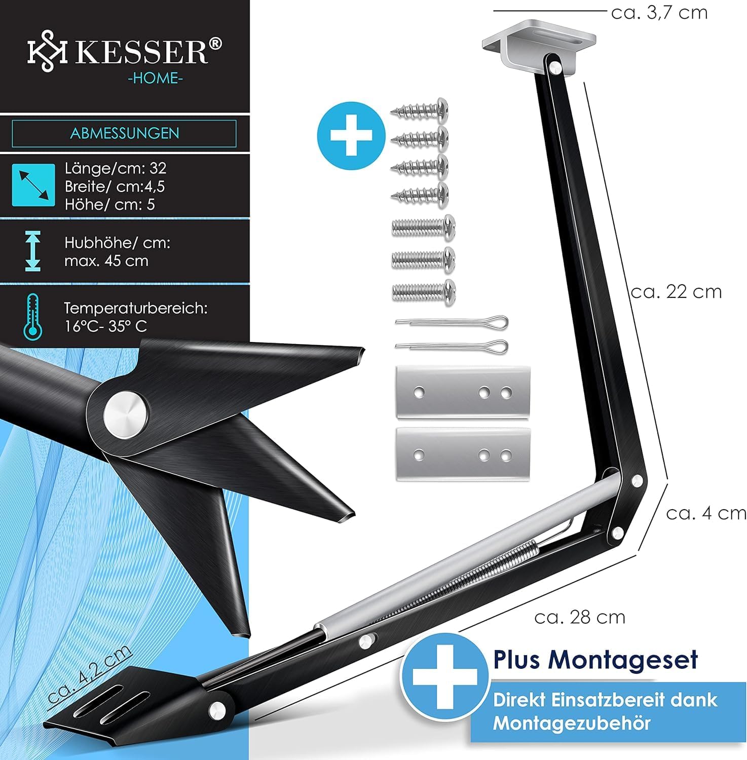 KESSER® Automatische raamopener voor broeikassen - 45 cm - Zwart