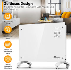 Convectorkachel - Elektrisch - Kachel - Heater - Verwarming - Wit - 2000W - TRESKO •