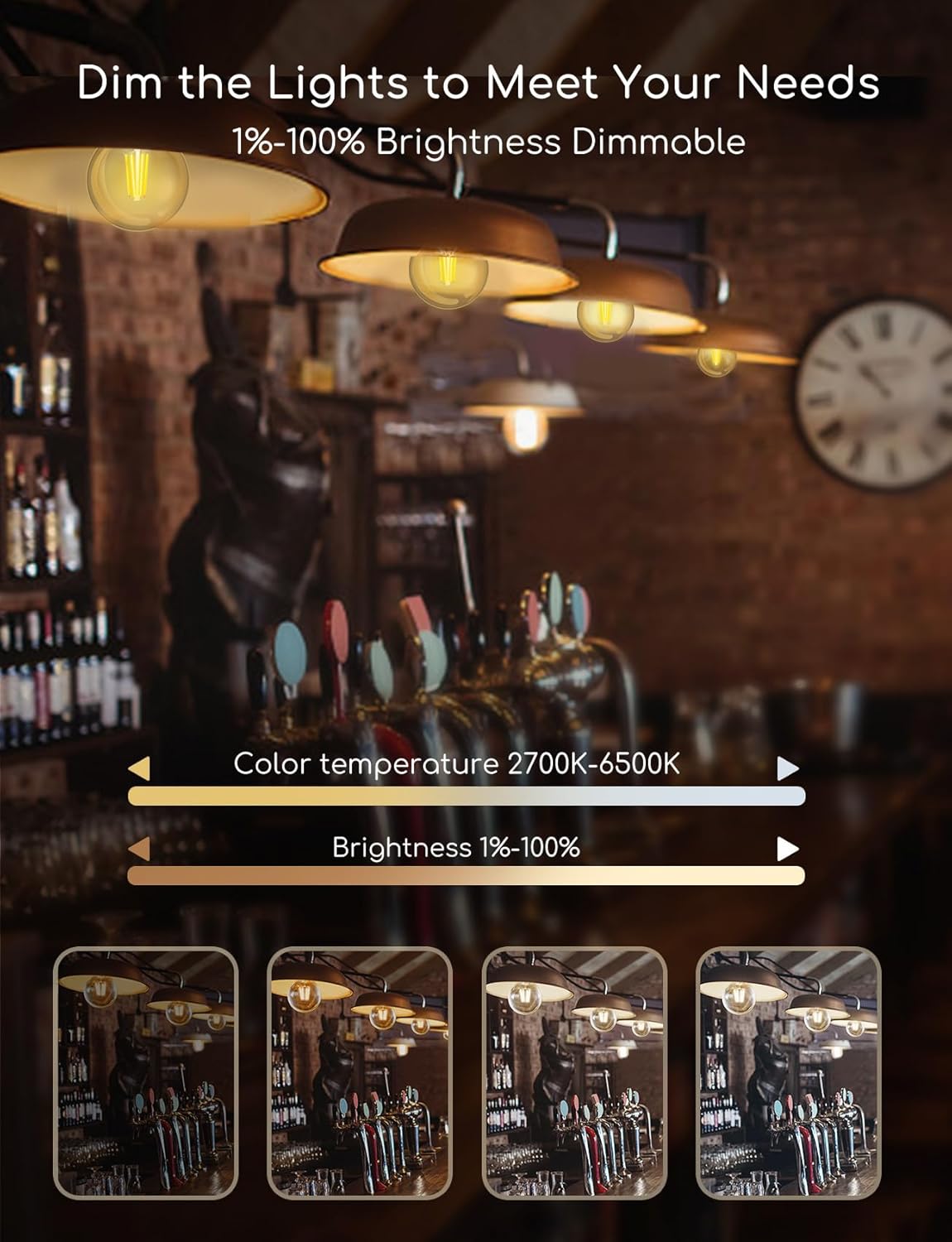 Aigostar LED Filament lamp - Dimbaar - 6W - E27 - 2 Stuks