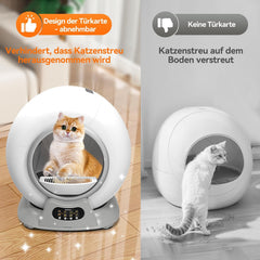 Zelfreinigend kattentoilet, extra 65 liter, afneembare zandcontrolebox, veilige alert, app-bediening, anti-pinch, geurisolerende kattenbak voor meerdere katten, wit