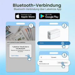 POLONO P31s Labelprinter, bluetooth, zelfklevend, mini-labelprinter, draagbare labelprinter met iOS Android, voor thuis, kantoor, blauw