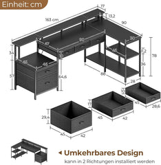 Bureau - Computertafel - Hoekbureau - 163x88 cm - Grijs - Rolanstar
