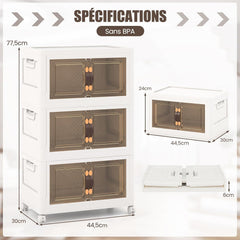 Opbergbox met deksel - Opbergdoos - 3x25L - Wit - COSTWAY