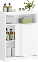 Hzuaneri Badkamerkast, niskast, ruimtebesparende badkamerkast met toiletpapierhouder en haken, schuifdeur, verstelbaar rek, voor de badkamer, 20 x 60 x 80 cm, wit BC62813X