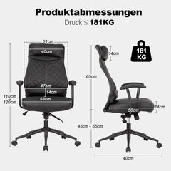 Ergonomische Bureaustoel -  Office Chair - Gamestoel - Volwassenen - Zwart - UEV