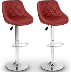 Barkrukken set van 2 - Barstoel met rugleuning - Barkruk - Barstoelen - Rood - TRESKO®
