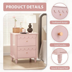 Nachtkastje set van 2 - Bijzettafel - Opbergkastje - 50x40x60 cm - Roze - UEV