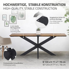 ML-Design Spider Tafelframe, 78 x 71 x 120 cm, zwart, kruisframe, X-Design tafelpoten, meubelpoten, zware stalen tafelpoten, doe-het-zelf eettafel, industrieel design, eenvoudige montage •