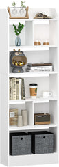 Hzuaneri BC11103X Boekenkast, boekenkast met 6 vakken, opbergrek, staand rek, voor woonkamer, kantoor, slaapkamer, 24 x 60 x 170 cm, wit
