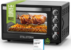 Stillstern CYCLONE PRO+ Mini-oven met convectie 60L, pizza Ø40, CYCLONE PRO+ anti-aanbaklaag, ontdooien, 2-uurs timer, camping mini-oven hete lucht pizzaoven mini-oven kleine