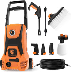 SUNPOW Hogedrukreiniger (max. 169 bar) met slang, reservoir en 4 soorten sproeiers voor auto, tuin en terras