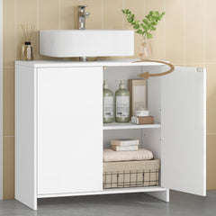 Hzuaneri Wastafelonderkast, badkamerkast, verstelbare planken, badkamerkast met 2 deuren, vrijstaand, modern, 30 x 60 x 60 cm, wit BC00603X