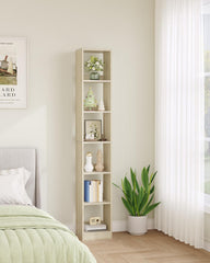 Hzuaneri Boekenkast, boekenkast, 6 niveaus, kubusrek, moderne open plank van hout, opbergplanken en presentatieplanken voor woonkamer, thuiskantoor, slaapkamer, eikenbeige BC09616X
