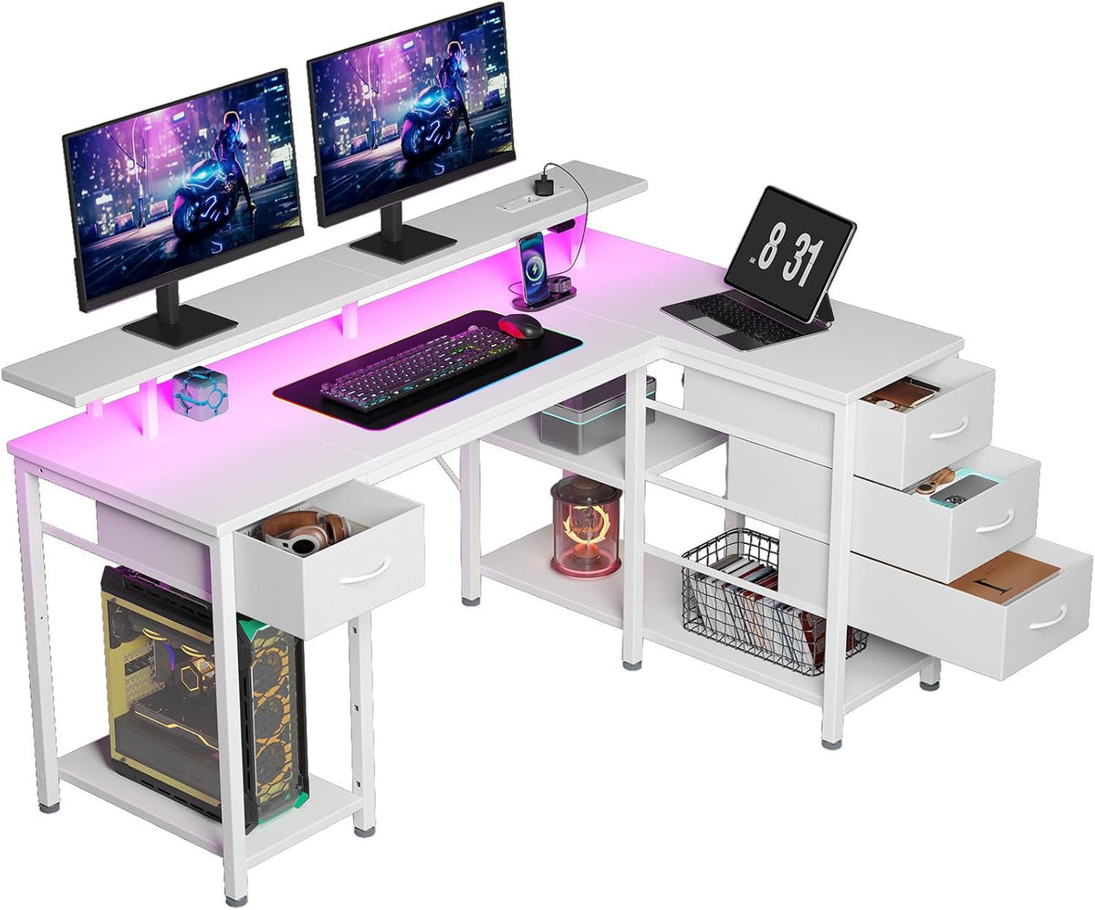 Bureau - Computertafel - Hoekbureau - 140x80 cm - Wit - Seventable