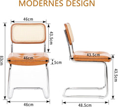 Eetkamerstoelen - Set van 2 - Metaal / Rotan - Bruin
