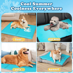 Koelmat Hond & Kat - 140x90 cm - XXXL - Blauw - Nobleza
