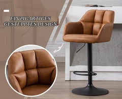 Barkrukken set van 2 - Barstoel met rugleuning - Barkruk - Barstoelen - Bruin - Ya-Home