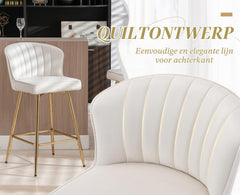 Barkrukken set van 2 - Barstoel met rugleuning - Barkruk - Barstoelen - Beige - Chairus