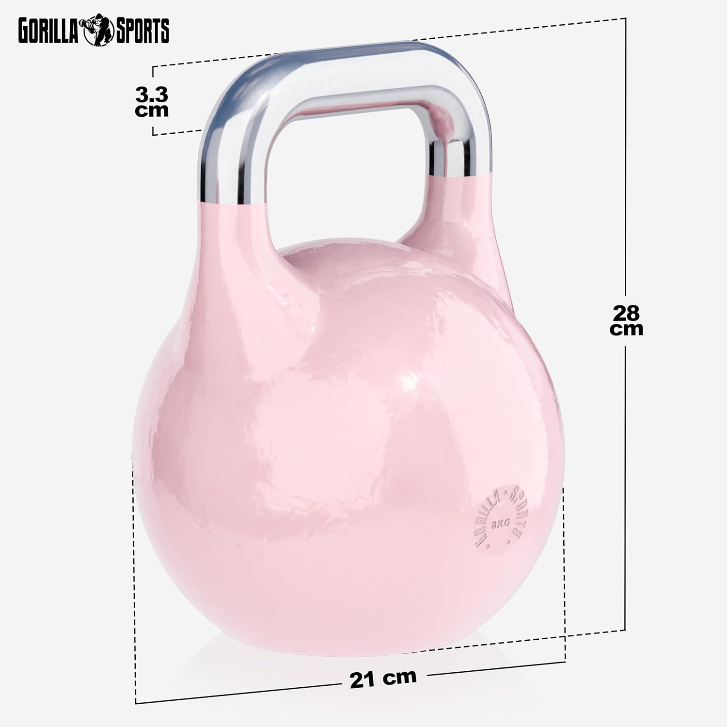 Gorilla Sports Competition Kettlebell van 8-40 kg staal, wedstrijdkogelhalter •