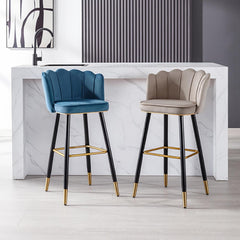 Barkrukken set van 2 - Barstoel met rugleuning - Barkruk - Barstoelen - Grijs - Wahson