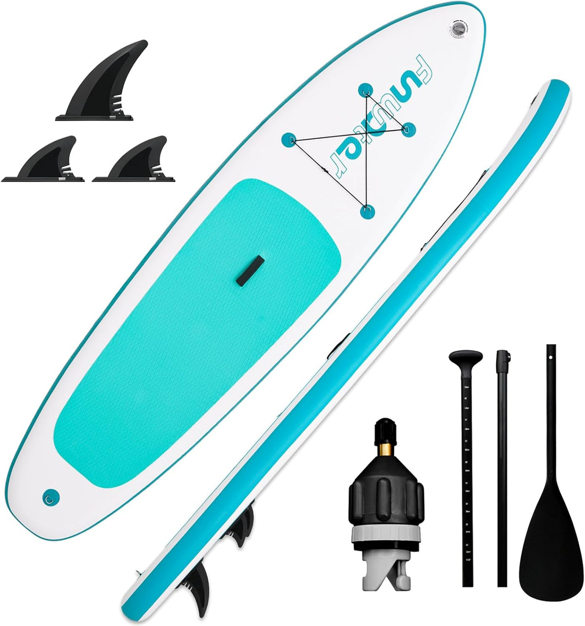 FunWater Stand Up Paddling Board Opblaasbaar SUP-board met peddel, vinnen, reparatieset, ventieladapter