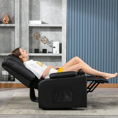 COMHOMA Relaxstoel, massagestoel, televisiestoel met ligfunctie, trillingsverwarming, dikke rugleuning en armleuningen, met kantelfunctie, 360 graden draaibaar, zwart