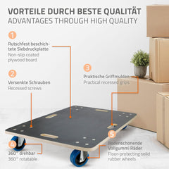 Meubelroller - Transportroller - 60x80 cm - tot 800 kg - ECD Germany •