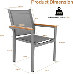 Tuinstoelen - Stapelbaar - Aluminium - Set van 2 - Grijs - LIFERUN
