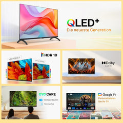 coocaa Smart TV 32 Inches, 80 cm, QLED HD TV Compatible with Google TV, HDR10, Dolby Audio, Bluetooth 5.1, EyeCare, Google Cast, Triple Tuner DVB-T/-T2/-C/-S/-S2 CI+