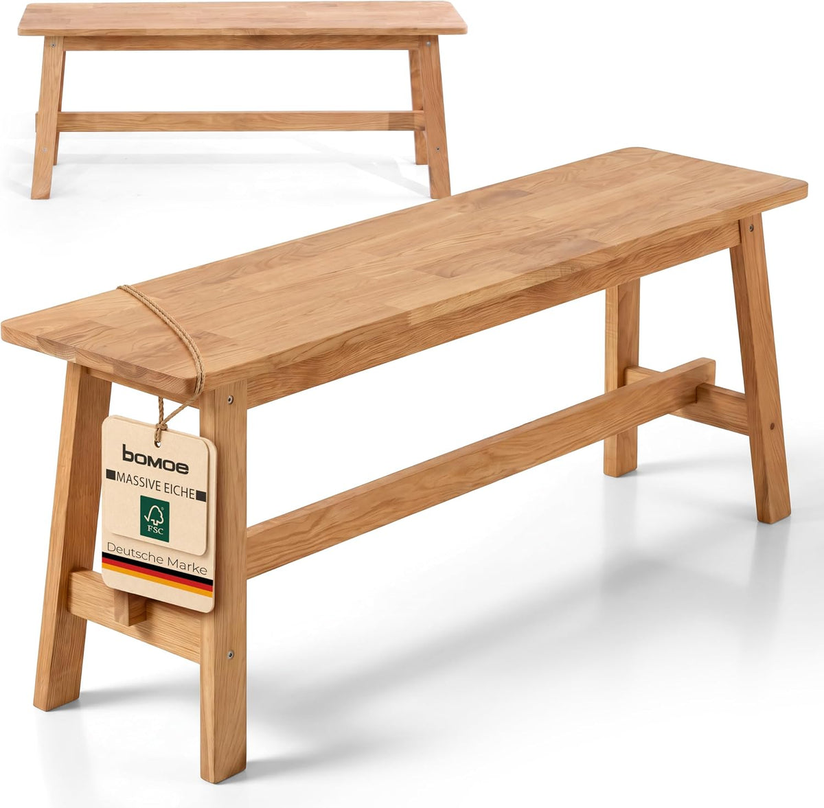 bomoe Houten bank FSC® eikenhout massief geolied zitbank tot 250 kg hal