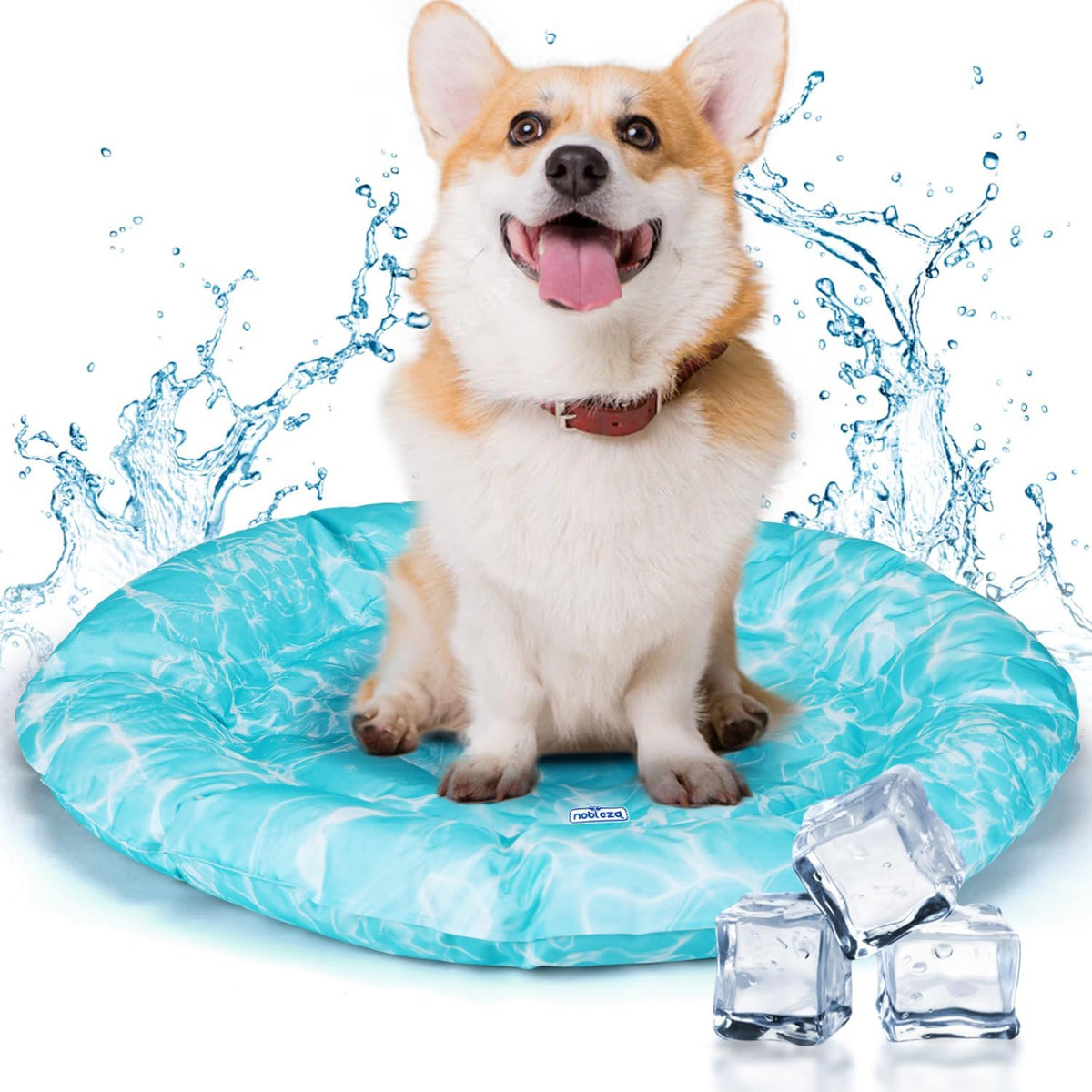 Nobleza Koelmat voor honden en katten, koeldeken voor honden, verkoelende deken, bed, huisdier, hondenkoelmat, zelfkoelend, koelkussen zomer, koelbed met niet-giftige gel, orbiculair, M, 72 cm