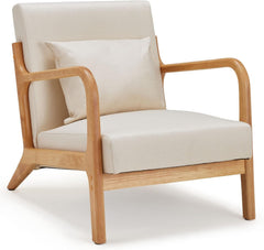 Fauteuil met armleuning - Relaxfauteuil - Relaxstoel - Massief hout - Wit - U-MAX