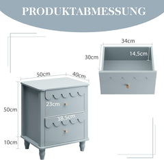 Nachtkastje set van 2 - Bijzettafel - Opbergkastje - 50x40x60 cm - Blauw - GOOBUY