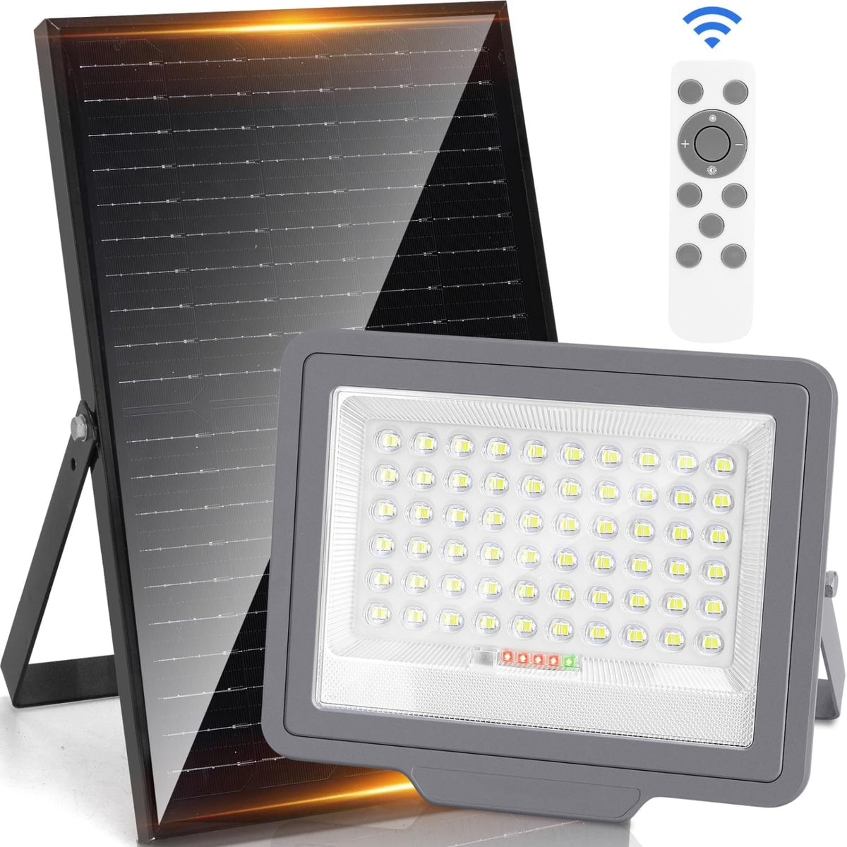 Aigostar - Ledspot op zonne-energie voor buiten met afstandsbediening, 200 W, 15000 mAh, grote capaciteit batterij en groot zonnepaneel. Led-zonnestraler, 2 m kabel, 6500 K, zonnelampen voor buiten, •