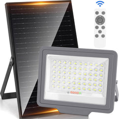 Aigostar - Ledspot op zonne-energie voor buiten met afstandsbediening, 200 W, 15000 mAh, grote capaciteit batterij en groot zonnepaneel. Led-zonnestraler, 2 m kabel, 6500 K, zonnelampen voor buiten, •