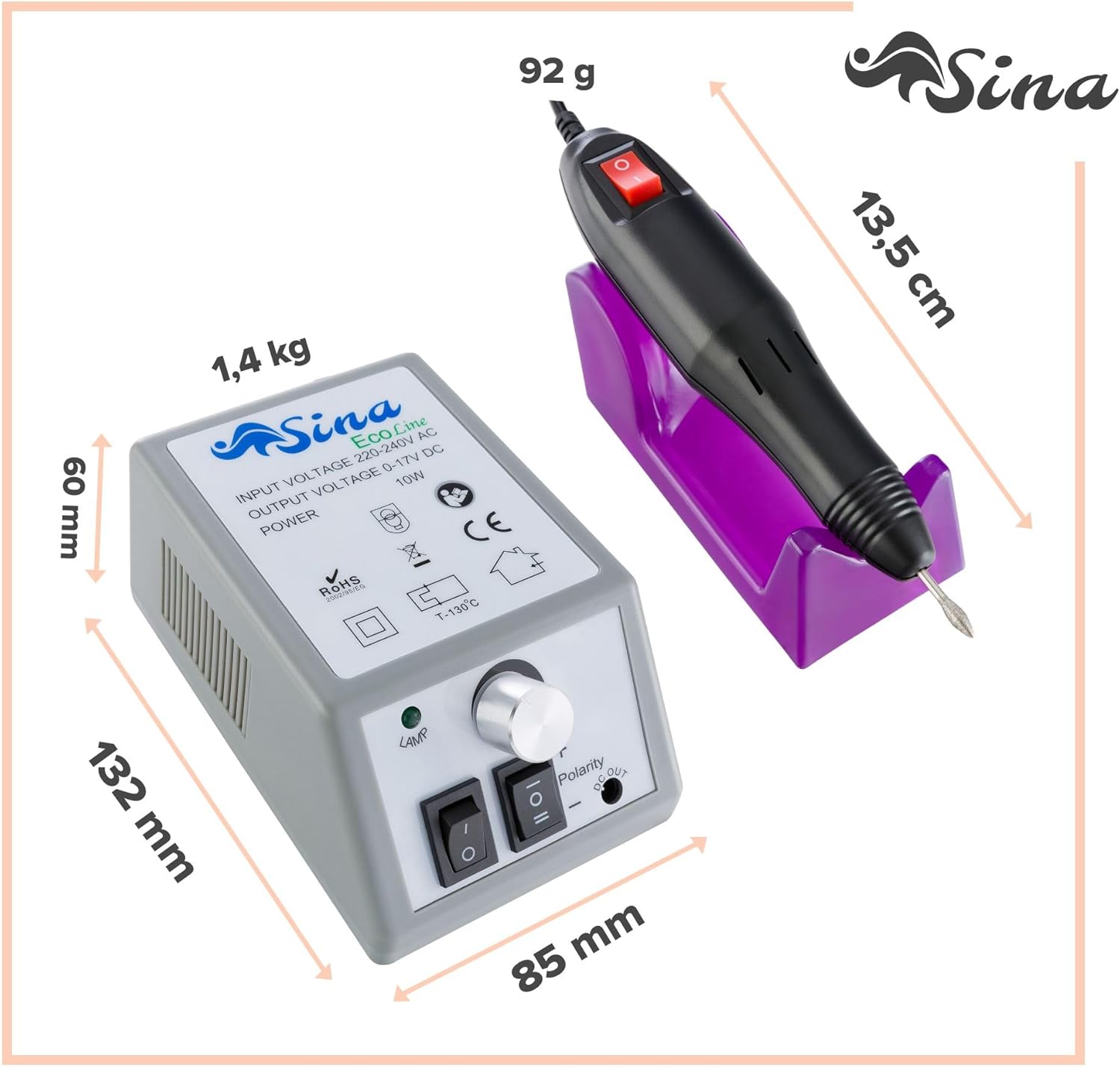 Sina Nagelfrees, frees, manicure nagel, 30-delige diamantfreesset + 100 schuurhulzen + 2 vijlblokken