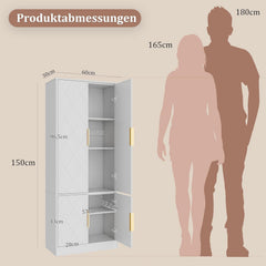 Badkamerkast - Badkamermeubel - Kast met deuren - 60x30x180 cm - Wit - UEV