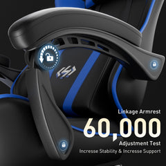 Ergonomische Bureaustoel -  Office Chair - Gamestoel - Volwassenen - Zwart/Blauw - HLDIRECT