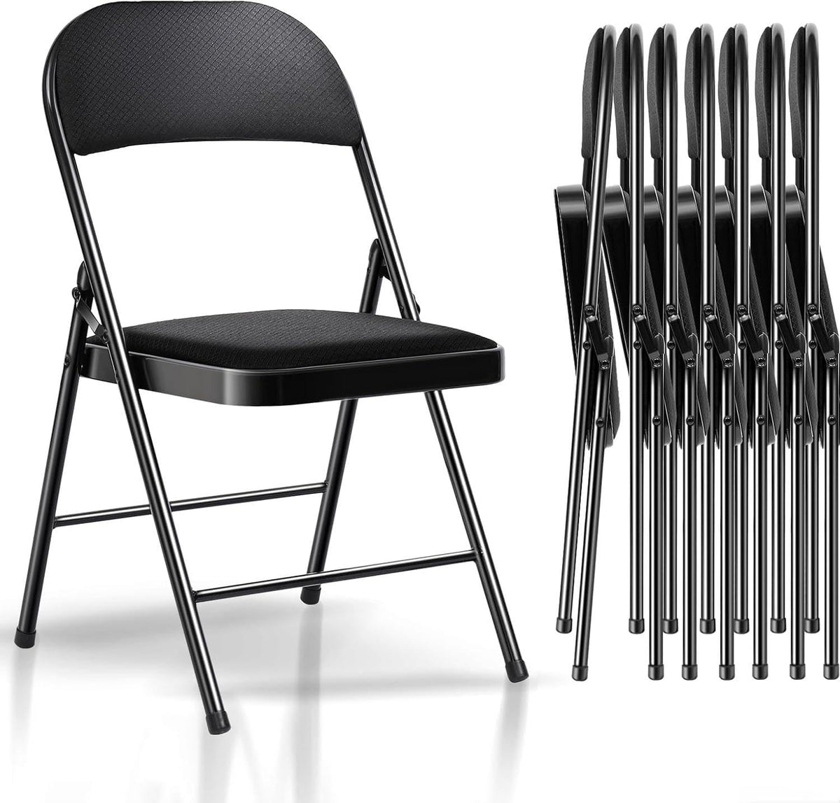 Klapstoelen, 8-delige set, zeer belastbare klapstoel, gevoerd, voorgemonteerd, draagvermogen 204 kg, metalen klapstoel voor binnen en buiten, evenementen, kantoor, tuin, slaapkamer