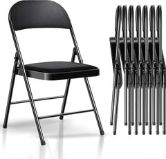 Klapstoelen, 8-delige set, zeer belastbare klapstoel, gevoerd, voorgemonteerd, draagvermogen 204 kg, metalen klapstoel voor binnen en buiten, evenementen, kantoor, tuin, slaapkamer