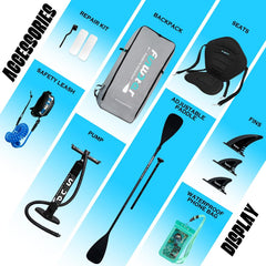 FunWater Stand Up Paddle Board Opblaasbaar Surfboard SUP Complete Paddleboard Accessoires Verstelbaar Paddleboard, Pomp, Reisrugzak, Draagriem, Waterdichte Tas, Paddleboard voor Volwassenen