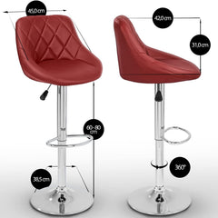 Barkrukken set van 2 - Barstoel met rugleuning - Barkruk - Barstoelen - Rood - TRESKO®