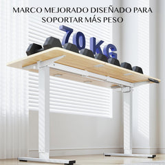 Zit sta bureau - Elektrisch - Verstelbaar - 160x75 cm - Wit / Bruin - QS1M - SANODESK •