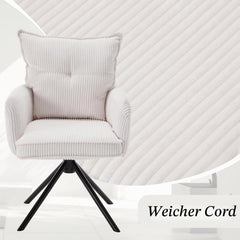 Ya-Home Moderne bureaustoel 360° draaibaar met armleuningen corduroy, wit