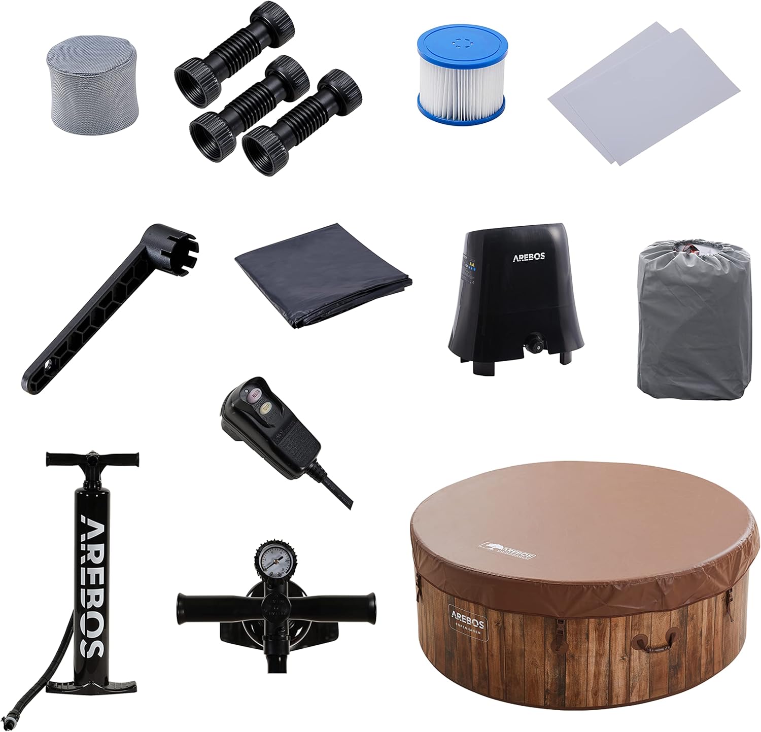 Arebos - Hottub voor Innen en Buiten - 7 Persoons - 130 Luchtstralen - 180 cm - 1120L - Opblaasbaar Bubbelbad Massage