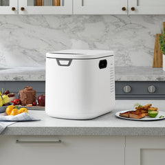 SOLIDEE 4L elektrische compostbak voor de keuken, voor etensresten binnenshuis, slimme keukencompostbak met 2 koolstoffilters, 3 standen, automatische reiniging, laag geluidsniveau, wit •