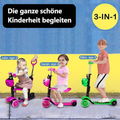 Kinderstep - 3 wielen - Kinder step jongens - LED Wielen - Verstelbaar - Roze - YOLEO