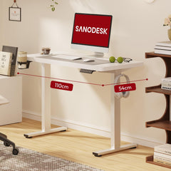 Zit sta bureau - Elektrisch - Verstelbaar - 110 x 54 cm - QE1W - SANODESK