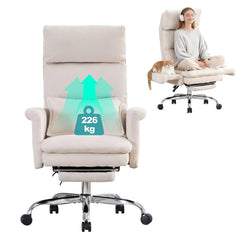 UEV Bureaustoel, ergonomisch, met voetensteun, tot 226 kg, draaistoel, beige