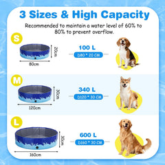 Nobleza Hondenzwembad, zwembad voor honden en katten, zwembad hond, zwembad, hondenbad, opvouwbaar, met antislip pvc, slijtvast, hond en kat, 160 * 30cm